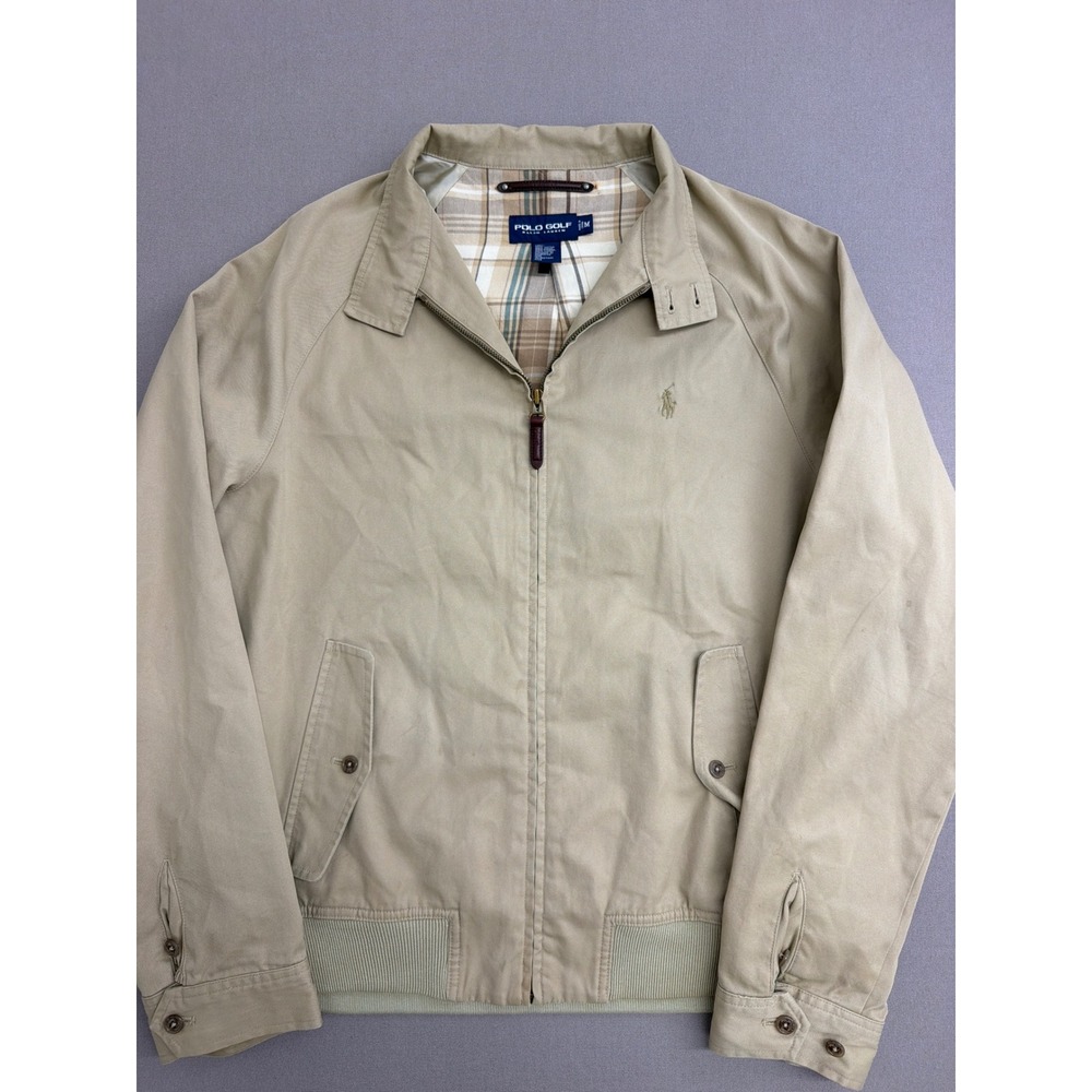 Polo Golf Ralph Lauren Harrington Jacket Tan Khaki Plaid Lined Mens Medium - Picture 4 of 12